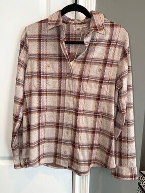 Faherty Beige and Brown Plaid Button-Down Shirt
